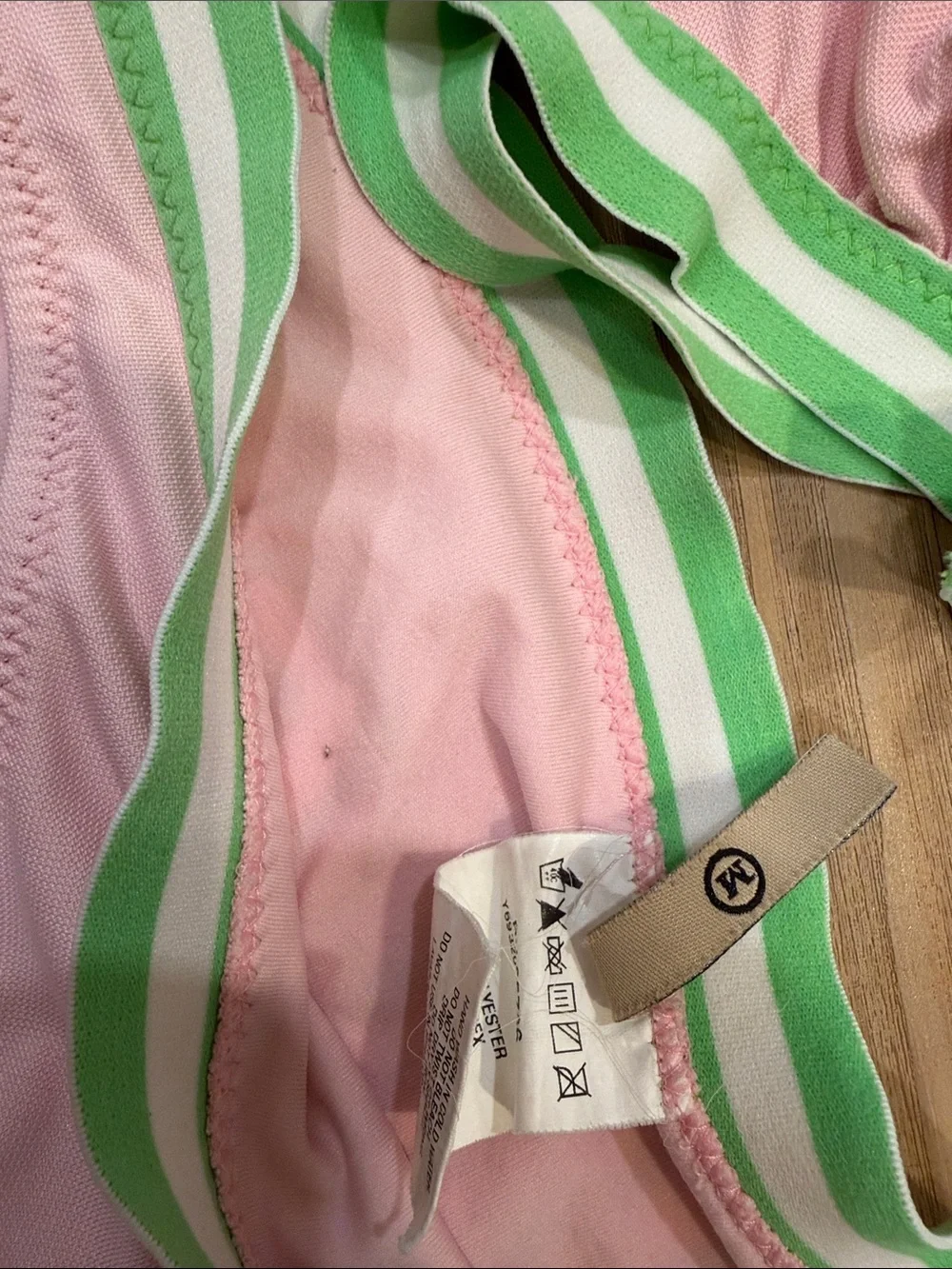 Juicy Couture Pink Bikini with Green Stripe Accents